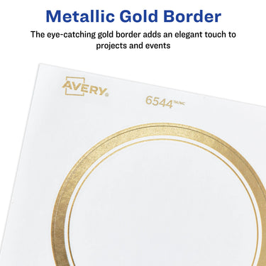 Avery Matte White Labels with Metallic Gold Borders, 3